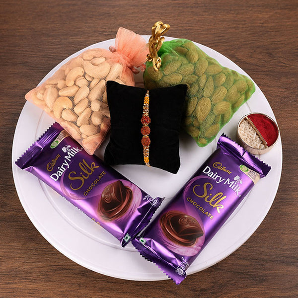 Beautiful Beads Rakhis With Chocolate Dry Fruits Combo