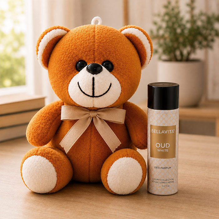 Bella Vita Oud White Deo Perfume with Plush Teddy