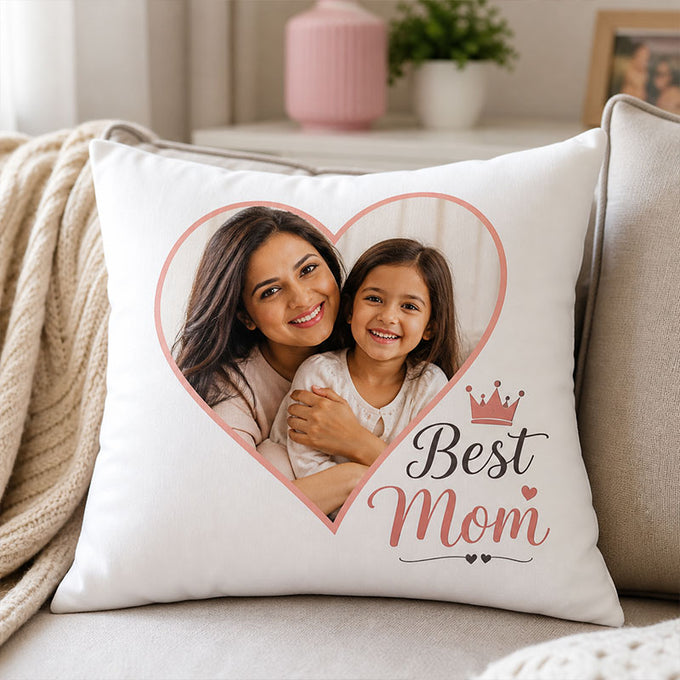 Personalized Best Mom Photo Cushion 12 x 12 Inch