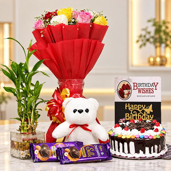 Black Forest Cake Gift Hamper with Roses