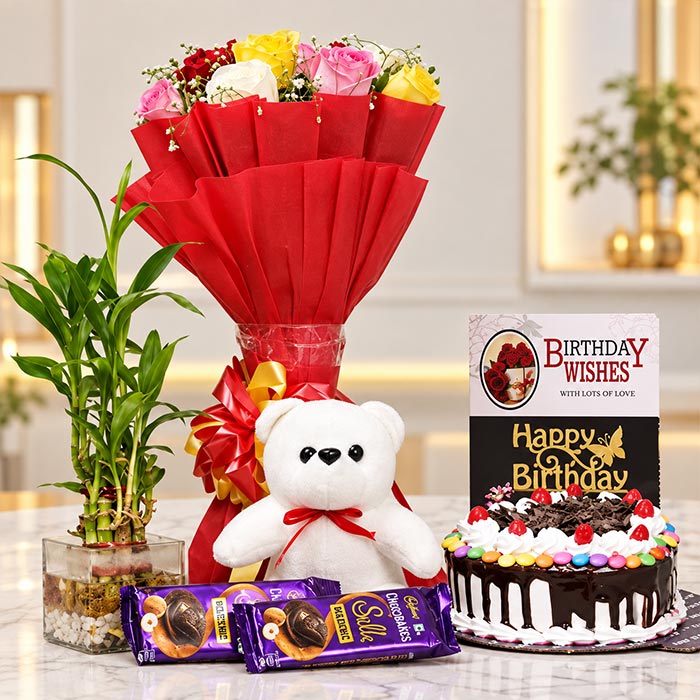 Black Forest Cake Gift Hamper with Roses