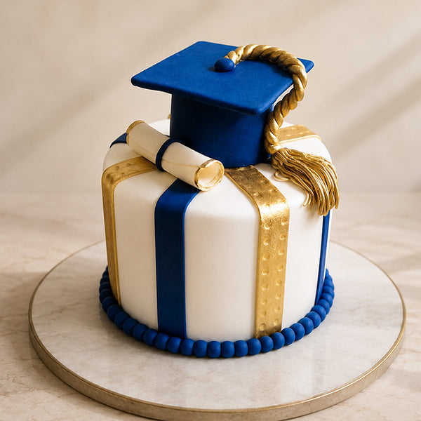Blue Graduation Cake