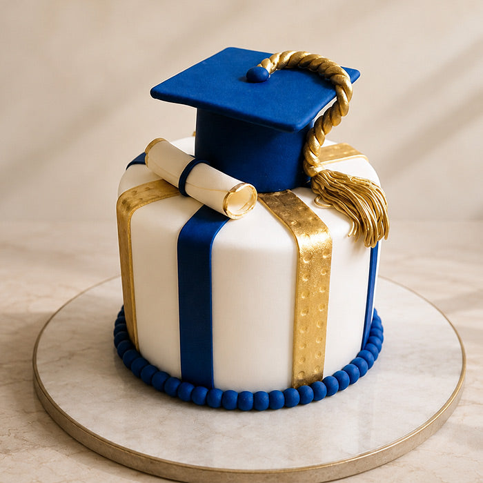 Blue Graduation Cake