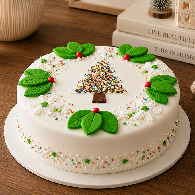 Butterscotch Christmas Cake with Festive Decorations - Cake Delivery in Kalyani