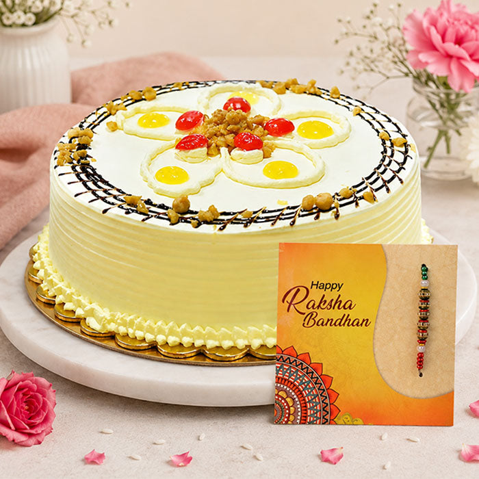 Butterscotch cake with Elegant Rakhi