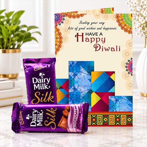 Cadbury Dairy Milk Silk 60g Chocolates with Diwali Greeting Card Online Gift Delivery