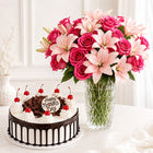 Cake, Rose & Lilies In Vase customer review image