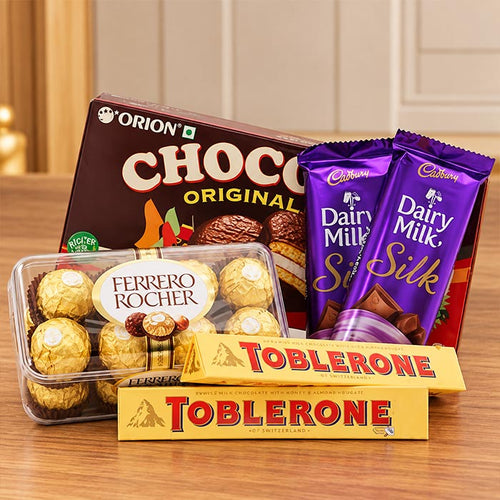 Chocolate Combo with Ferrero Rocher Dairy Milk Silk Choco Pie & Toblerone