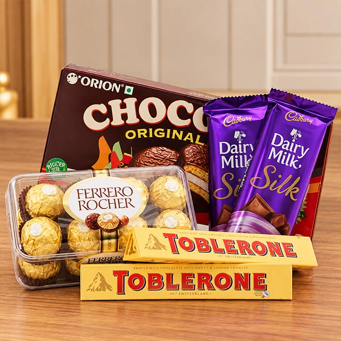 Chocolate Combo with Ferrero Rocher Dairy Milk Silk Choco Pie & Toblerone