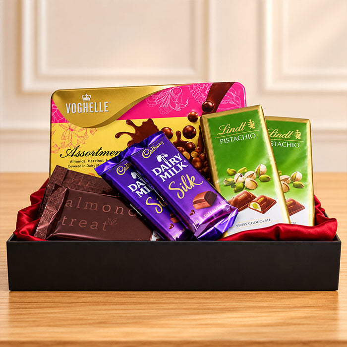 Chocolate Hamper with 6 Chocolates and Tray | OyeGifts