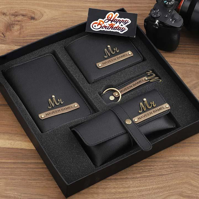 Combo Of Wallet, Passport Cover, Eyewear Case And Keychain