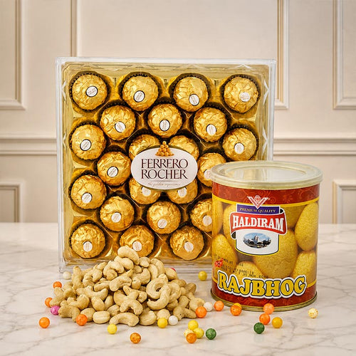 Ferrero Rocher 24pcs with Rajbhog & 250g Kaju Online Gift Delivery