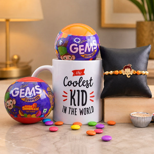 Cute Ganesha Kids Rakhi With Mug Combo