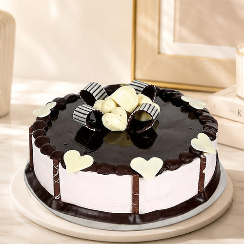 Chocolate Cake Half Kg with White & Dark Chocolate Decoration
