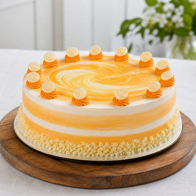 1 Kg Round Mango Celebration Cake - Cake Delivery in GiftsGhaziabad