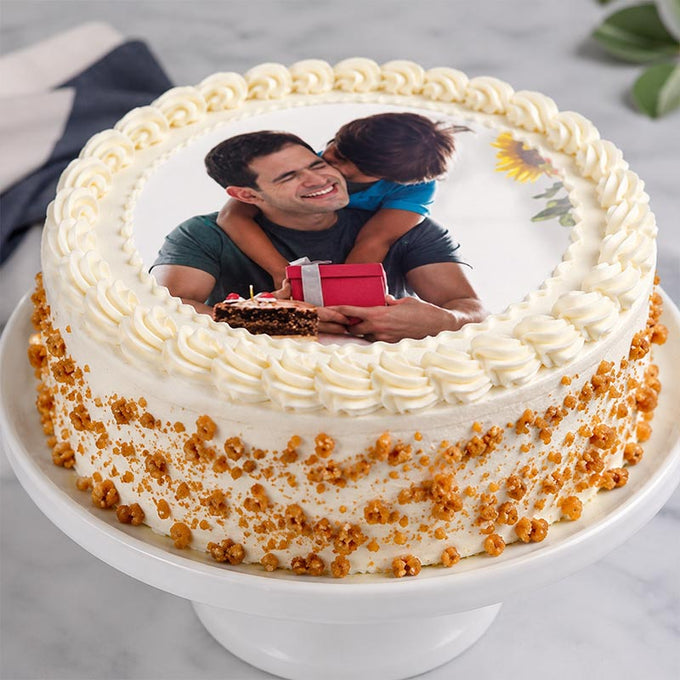 Butterscotch Photo Cake 1 Kg for Father's Day - Cake Delivery in GiftsGhaziabad
