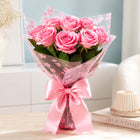 10 Pink Roses Bouquet with Cellophane Packing | OyeGifts customer review image