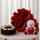 10 Red Roses with Teddy & Black Forest Cake | OyeGifts customer review image
