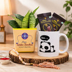 Designer Brother Rakhi With Mug N Snake Plant customer review image