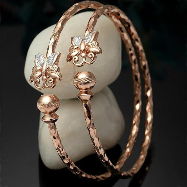 Diamond studded Peacock Design Handcrafted Kada Bracelets (Set Of 2)