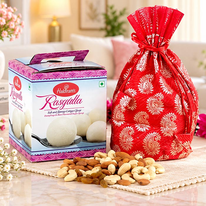 Dry Fruits & Haldiram's Rasgulla Gift Hamper