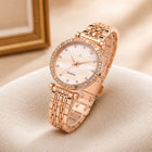 Elegant Rose Gold Crystal Women's Quartz Analog Watch customer review image