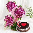 90 Purple Orchids Arrangement with Half Kg Chocolate Cake customer review image