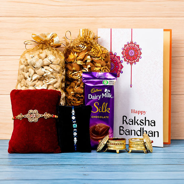 Ethnic Bro Rakhi With Dry Fruits N Cadbury Silk
