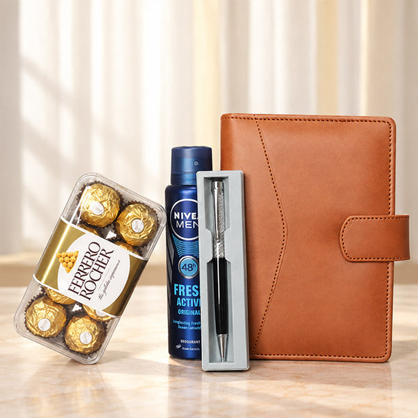Executive Diary Gift Set with Ferrero Rocher and NIVEA MEN Deo