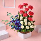 Orchid Carnation N White Roses Basket Arrangement customer review image
