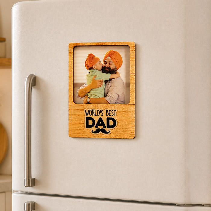 Father's Day Personalized “World’s Best Dad” Wooden Photo Magnet