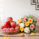 Fresh Apples Basket with 10 Mixed Roses Bouquet customer review image
