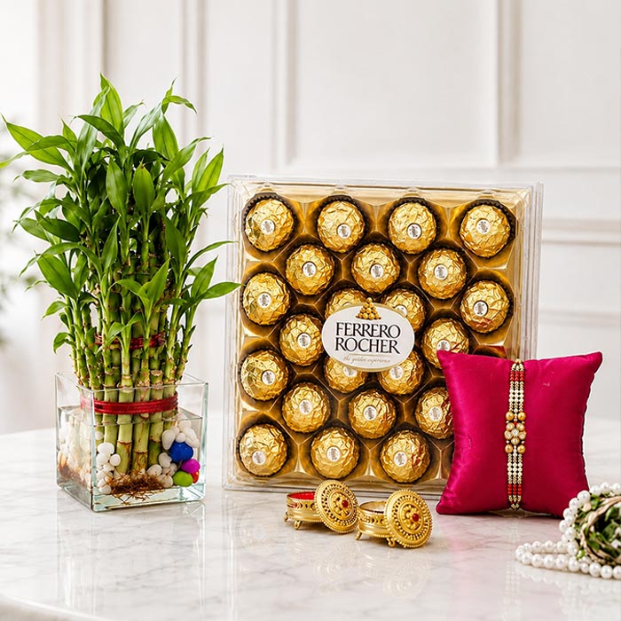 Ferrero Overloaded Rakhi Combo With Plant