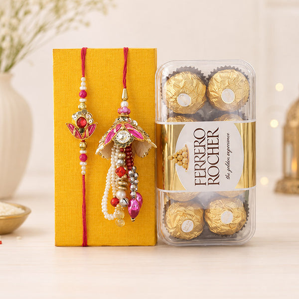 Ferrero Rocher 16 Pieces with Bhaiya Bhabhi Rakhi Gift Pack