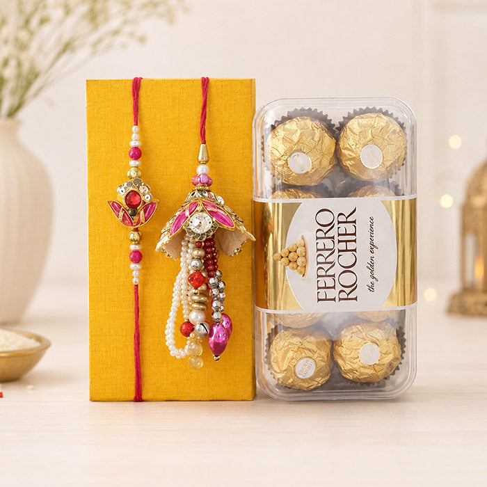Ferrero Rocher 16 Pieces with Bhaiya Bhabhi Rakhi Gift Pack
