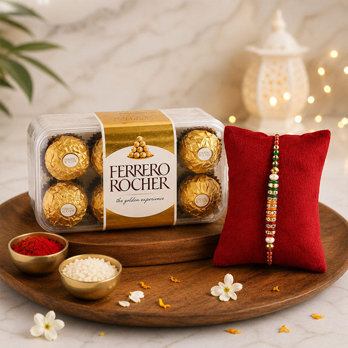 Ferrero Rocher 16 Pieces with Designer Rakhi Gift Box