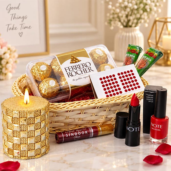 Ferrero Rocher 200g Karwa Chauth Hamper with Cosmetics