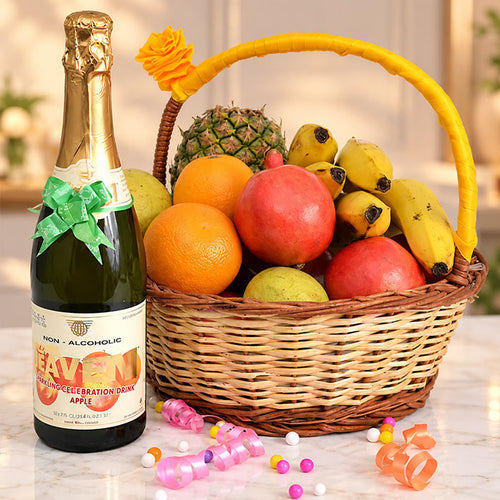Fruit Basket with 750ml Fruit Juice Hamper Online Gift Delivery