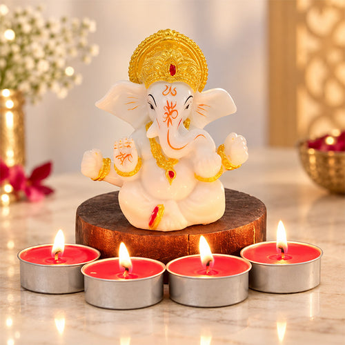 Ganesh Idol 3.5 Inch with Set of 4 Scented Diyas