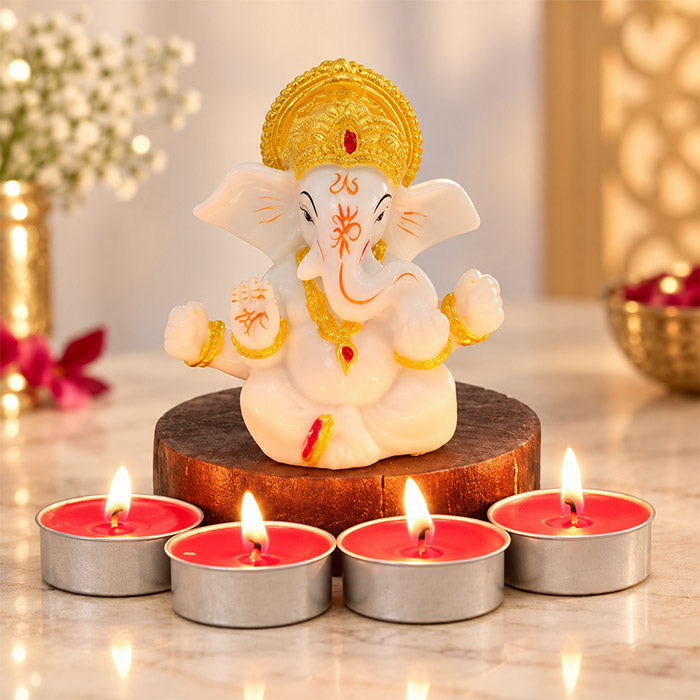 Ganesh Idol 3.5 Inch with Set of 4 Scented Diyas