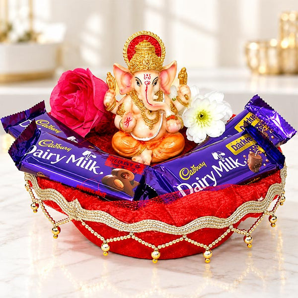 Ganesha Idol Basket with Cadbury Chocolates & Greeting Card