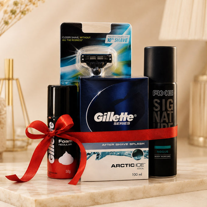 Gillette Grooming Kit with Vector Razor, After Shave & Signature Deodorant - Cosmetics for Men Gift for Men