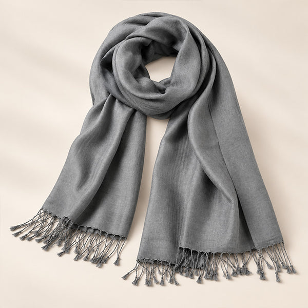 Grey Raw Silk Stole 72 X 72 Inches