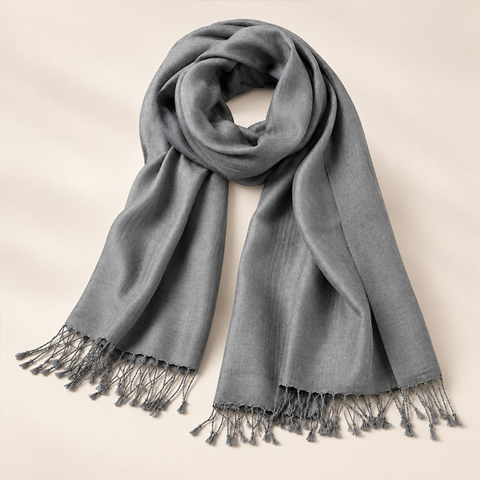 Grey Raw Silk Stole 72 X 72 Inches