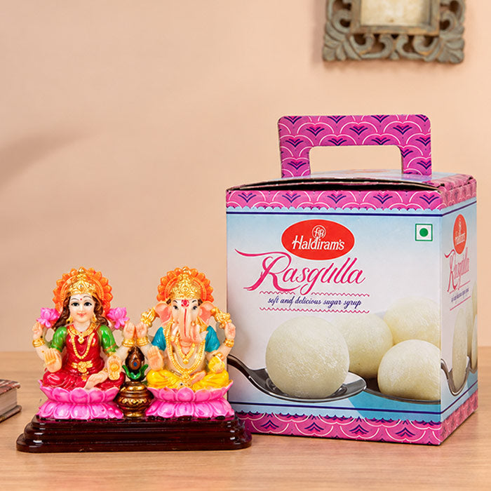 Haldiram Rasgulla with Laxmi Ganesha Idol Gift Set