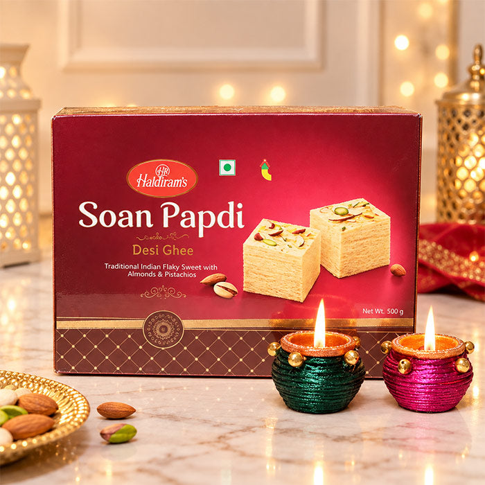 Haldiram Soan Papdi 500gm with 2 Tealights