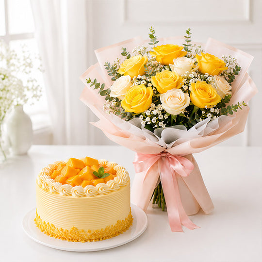 Flowers and Cake Combo