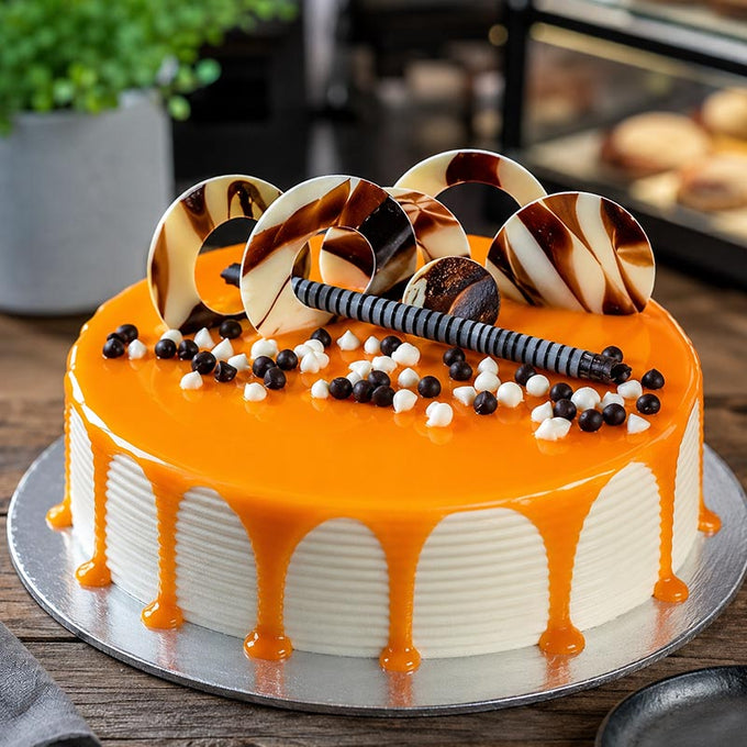 Butterscotch Drip Cake with Chocolate Decoration – Half Kg - Cake Delivery in Kalyani