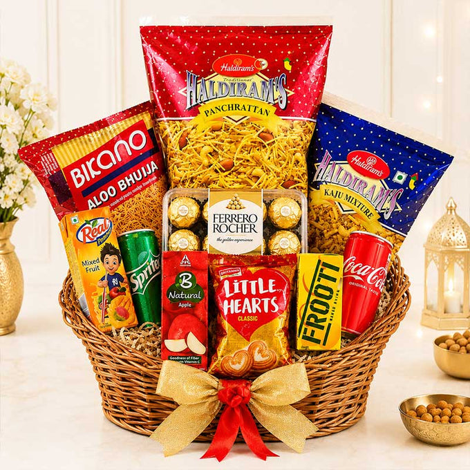 Snack & Ferrero Rocher Gift Basket with Juices
