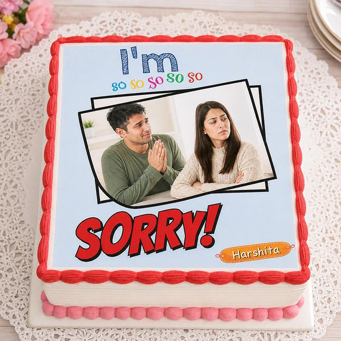 Chocolate Say Sorry Photo Cake 1 Kg - Cake Delivery in Kalyani